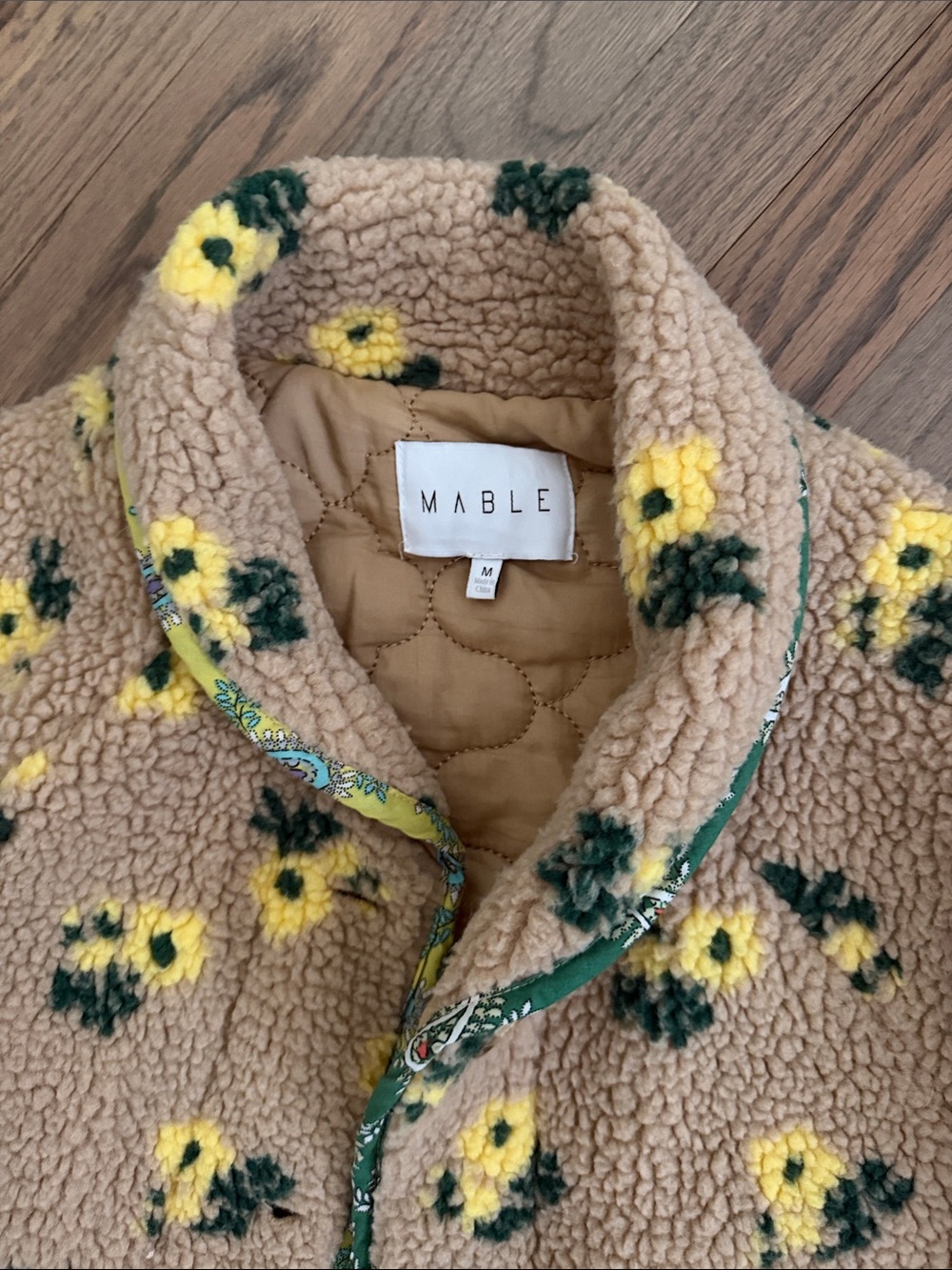 Mable. The Countryside Sherpa Pullover. Floral Jacket Brown & Green - Picture 4 of 4